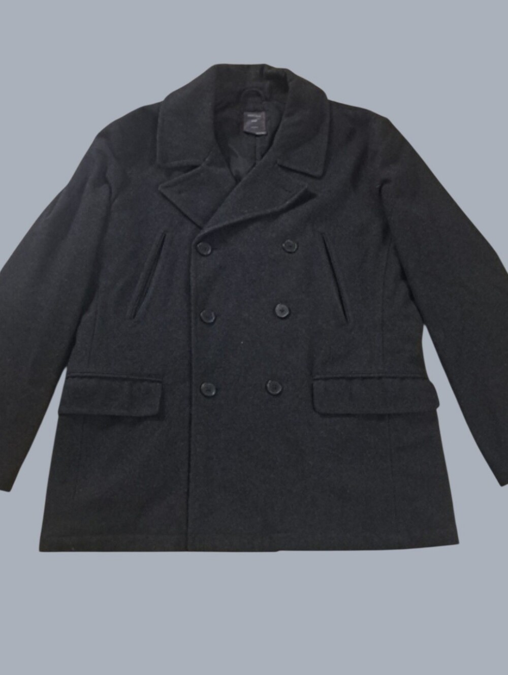 Gap Grayish Black Wool Blend Double-Breasted Peacoat Men's Size XL